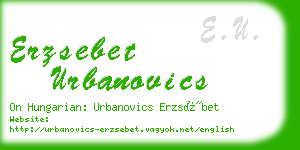 erzsebet urbanovics business card